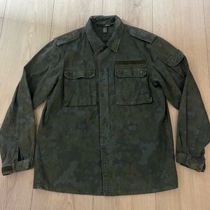 Ambiguous Field Shirt Men's Large Long Sleeve Green Camo Tactical Military